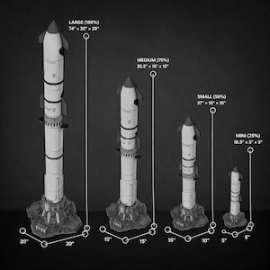 3D Printed Rocket Model – Large Scale Display - Unpainted or Multi-Color