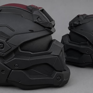 Tactical 3D Printed Helmet | Sci-Fi Military Ops Prop | Master Chief Style Display Helmet image 7