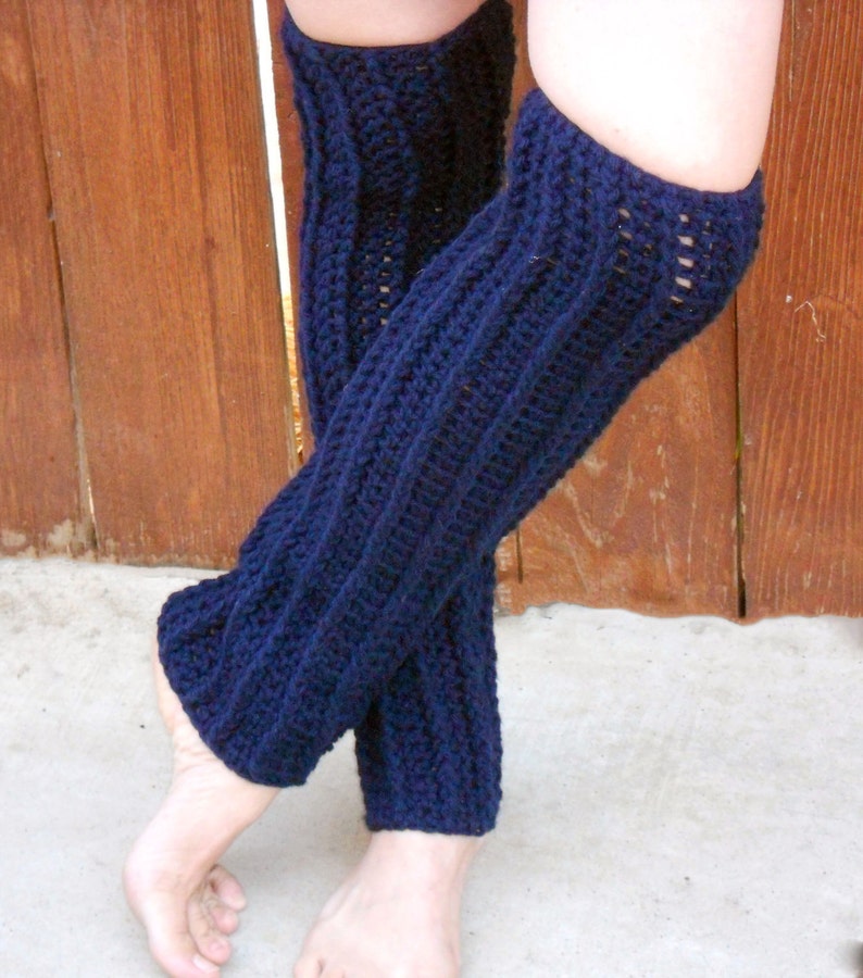 Crocheted Ribbed Dance Trendy Leg Warmers in Navy Etsy