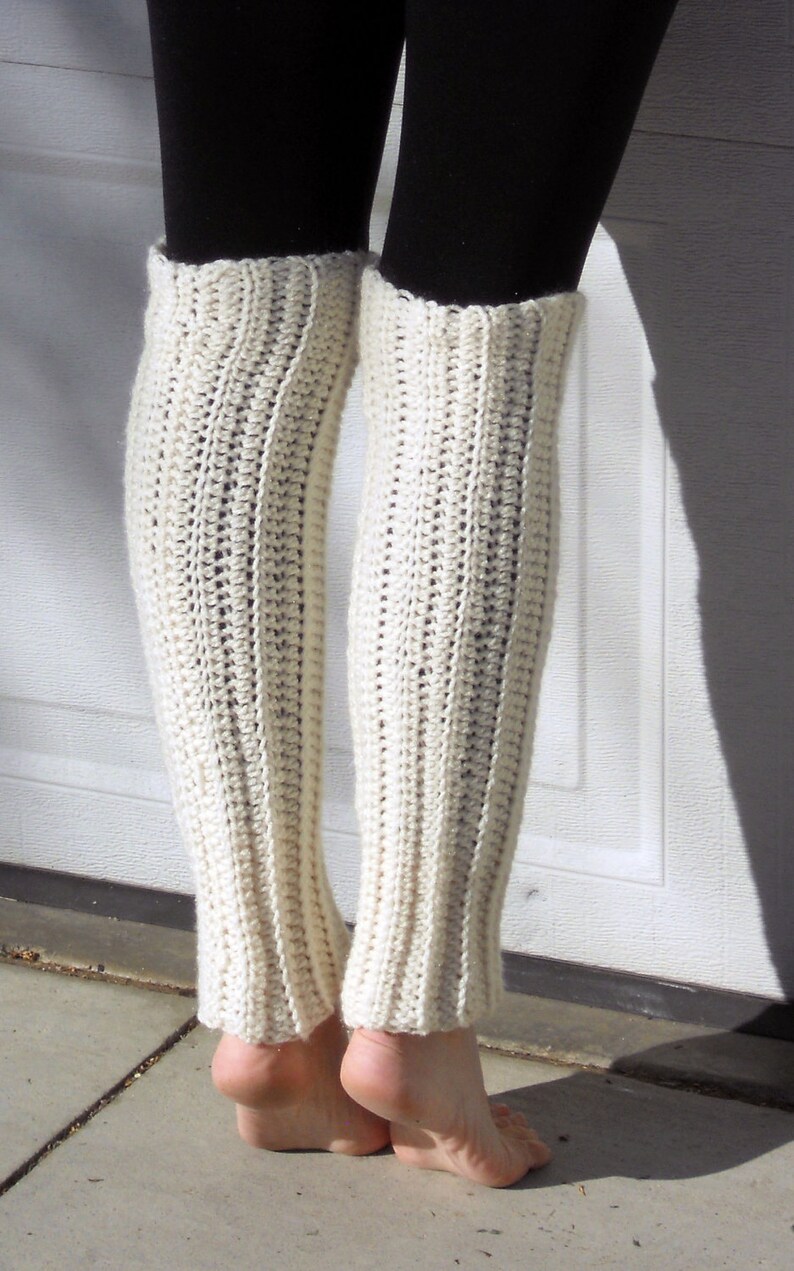 Crochet dance trendy leg warmers in soft butter cream Etsy