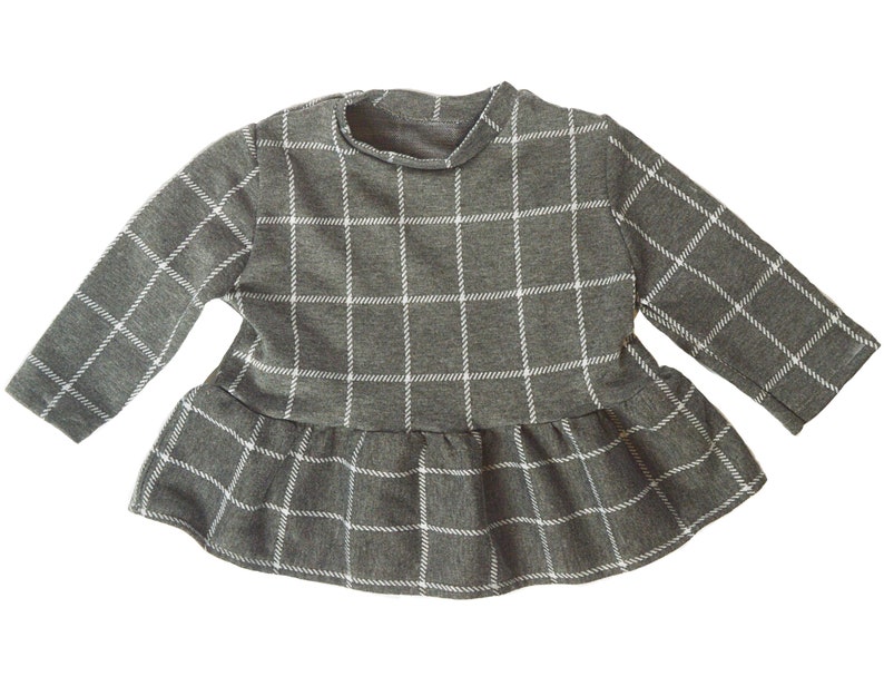 18-24 month Grey Window Pane Plaid Knit Peplum Top