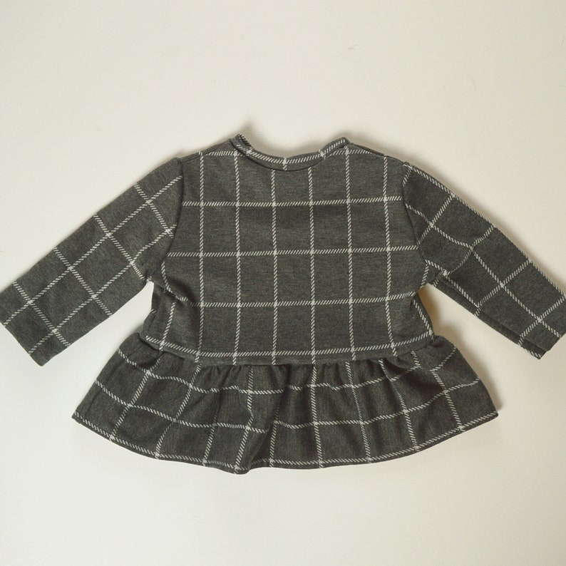 18-24 month Grey Window Pane Plaid Knit Peplum Top
