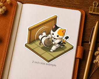 Isometric Judo Master Cat Sticker Series 5 - Kawaii Neko Martial Arts Dojo - Japanese Budo Combat Vinyl Decal