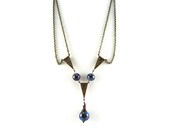 Oxidized Brass Art Deco Necklace - Two Strand Necklace - Artisan Lampwork Glass Beads - Unique Handcrafted Purple Necklace - SRAJD 3955