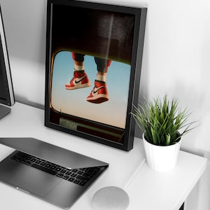 Air Jordan 1 Retro Chicago poster, vintage sneaker infographic print