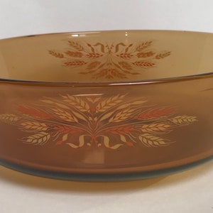 Vintage Anchor Hocking amber harvest wheat casserole dish