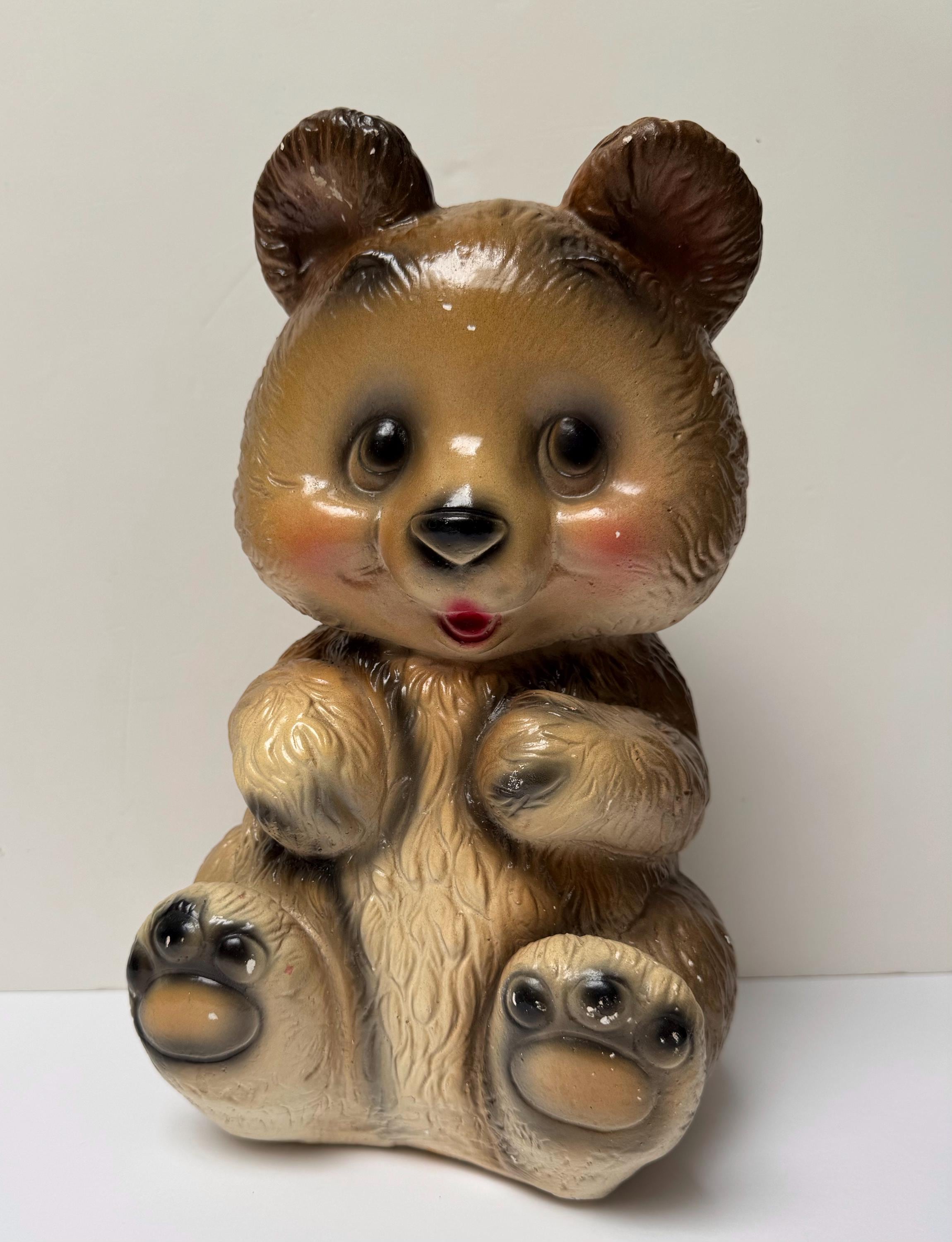 Vintage Chalkware Brown Bear Piggy Bank - Etsy