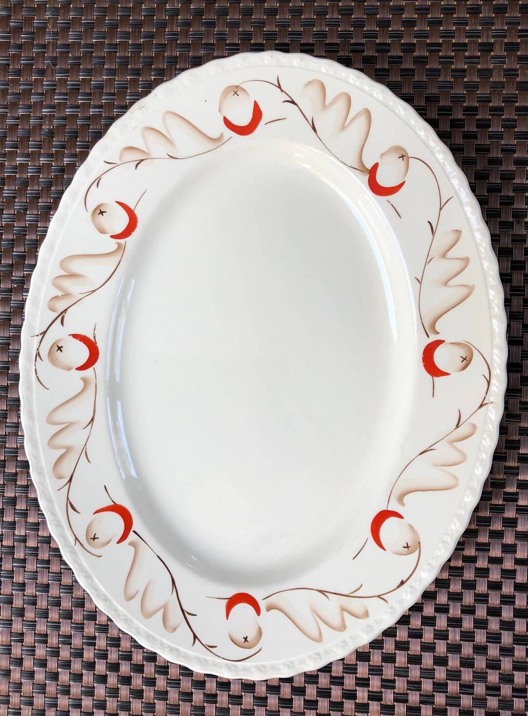 Early Midcentury Myott Son & Co. 2267 F Hand Painted Oval Platter