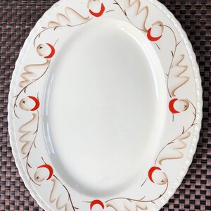 Mid-Century Myott Oval Platter: Hand-Painted Acorn & Leaves