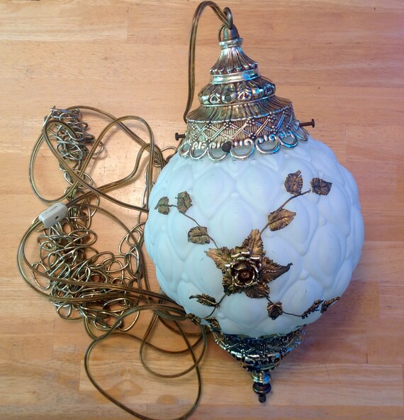 Vintage White Hanging Swag Lamp Etsy Vintage White Hanging Swag Lamp Etsy