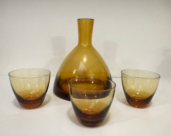 Vintage Amber glass decanter set