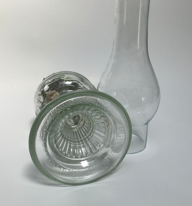 Vintage clear glass oil lamp image 7