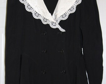 Vintage Black and White Blouse by Algo-Ettes -size 7