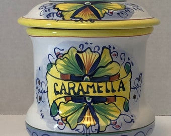 Vintage Caramella ceramic jar/cookie jar/candy jar