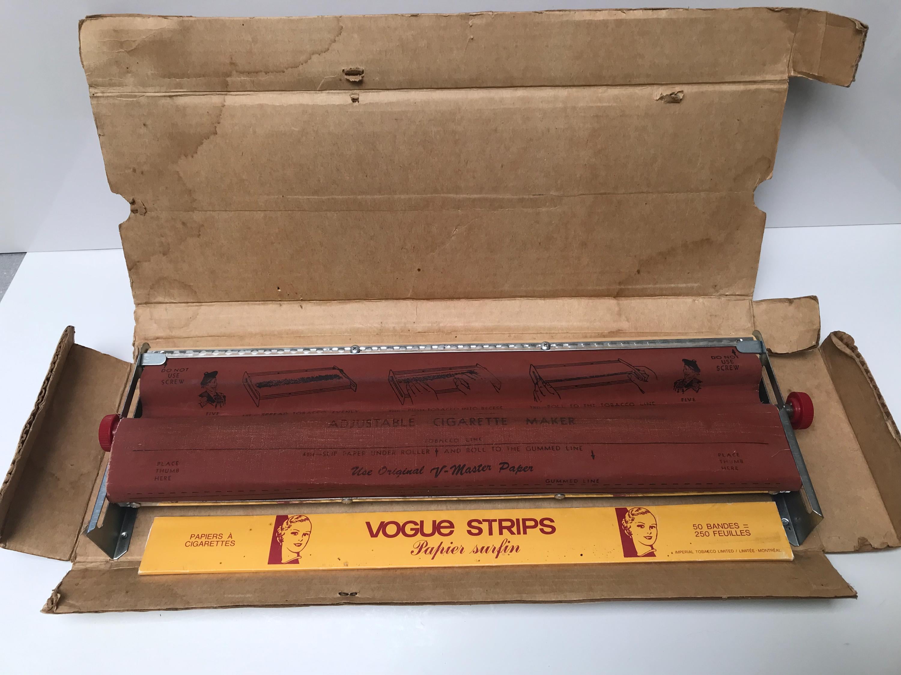 v master cigarette roller Vintage V-master Cigarette Maker With Vogue Strip Papers