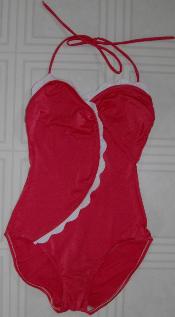 Vintage red one piece swimsuit by Robby Len Fashio