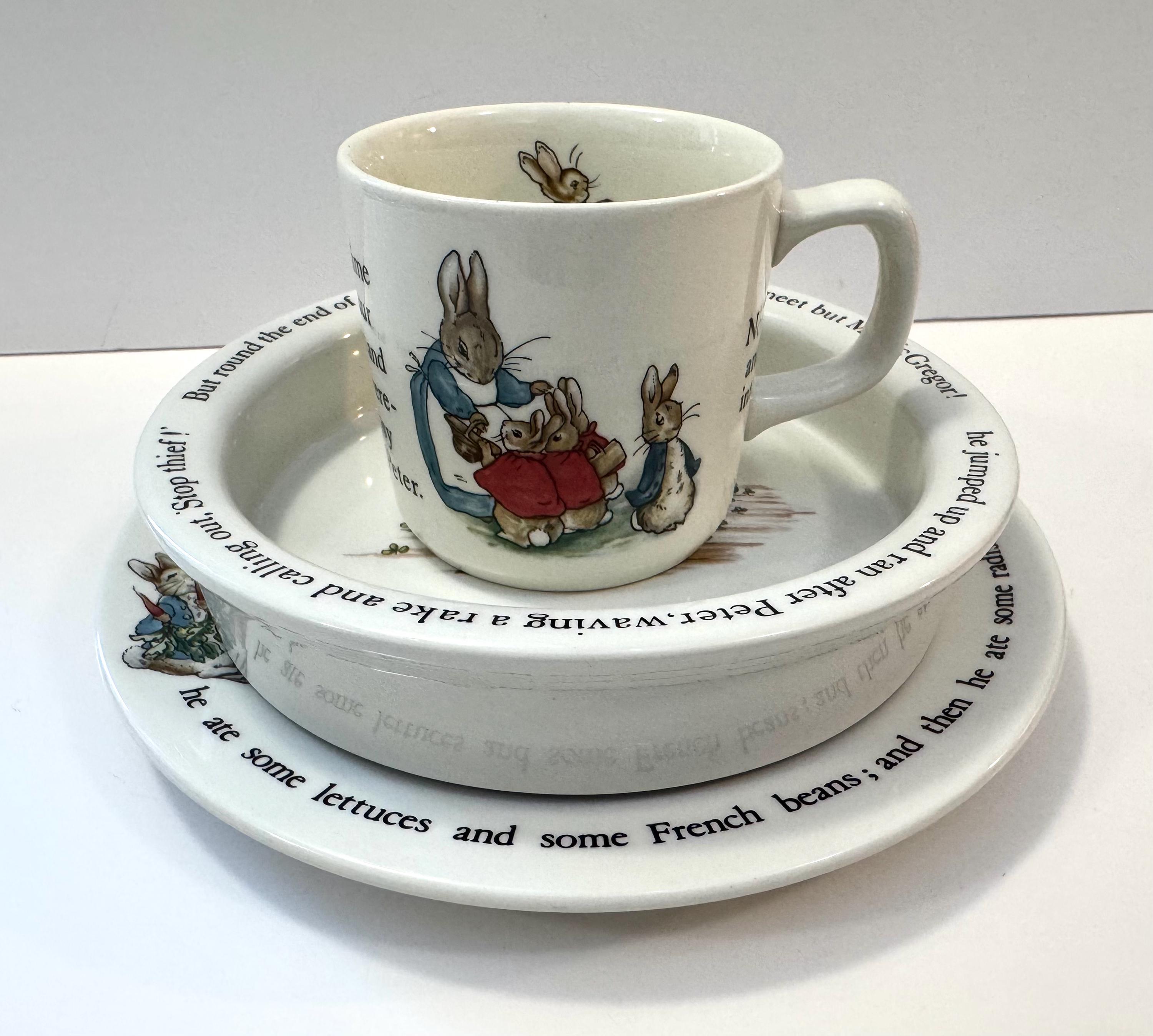 Vintage Peter Rabbit 3 Piece Set,beatrix Potter Designs,wedgewood