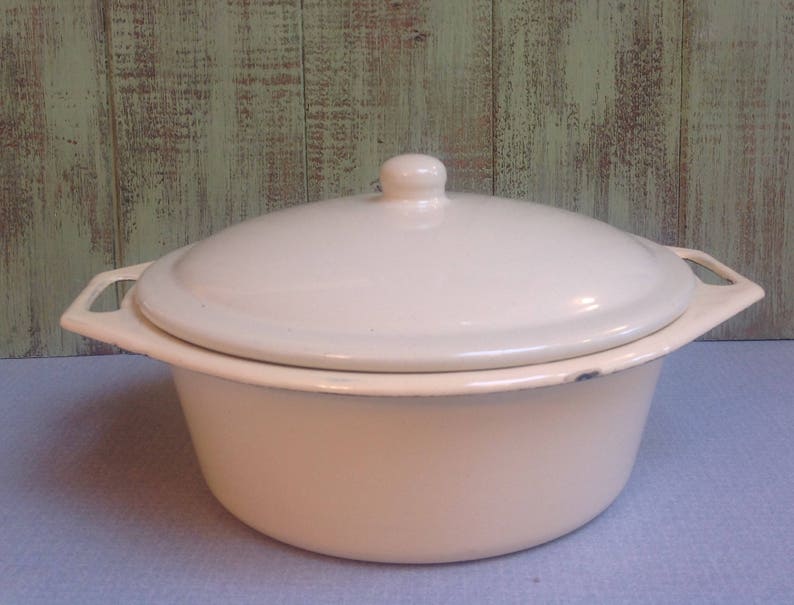 Vintage Bumper Harvest Enamel Bowl With Lid Etsy UK