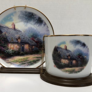 Vintage Thomas Kinkade cup and saucer set/Painter of Light/Moonlight cottage
