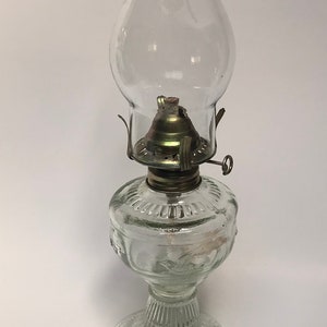 Vintage clear glass oil lamp image 3