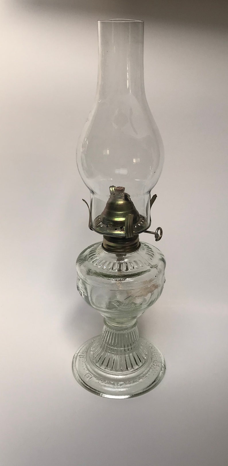 Vintage clear glass oil lamp image 3