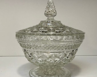 Clear vintage lidded candy dish