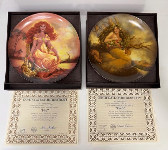 Georgia Lambert “four Ancient Elements” Knowles Collector Plate - Etsy