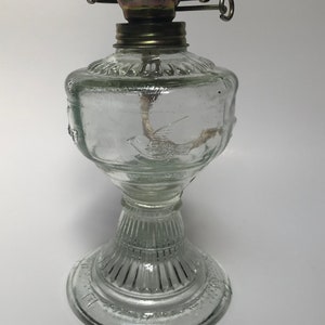 Vintage clear glass oil lamp image 4