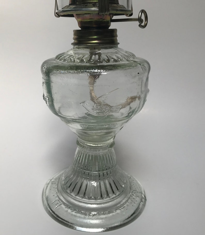 Vintage clear glass oil lamp image 4