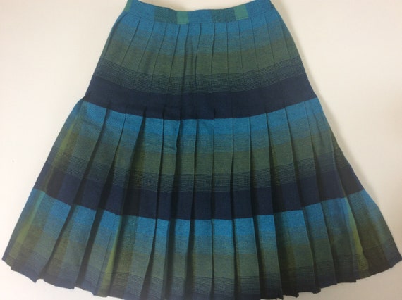 Vintage reversible plaid pleated wool skirt - image 1