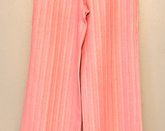 Pantalon large rose à fines rayures vintage - Taille élastique