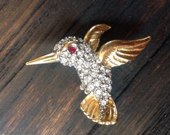 Vintage  rhinestone hummingbird brooch by BUTLER