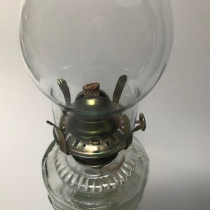 Vintage clear glass oil lamp image 5