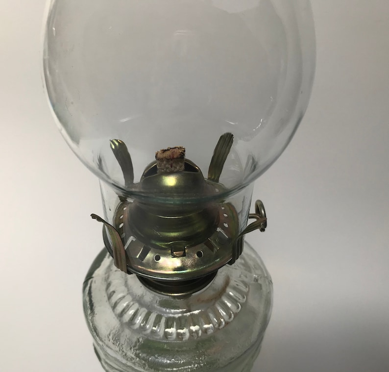 Vintage clear glass oil lamp image 5