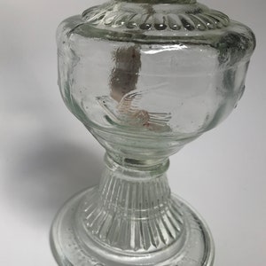 Vintage clear glass oil lamp image 6