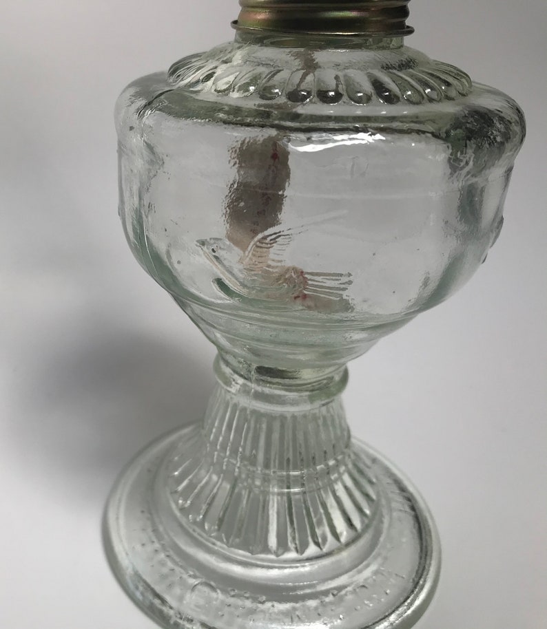 Vintage clear glass oil lamp image 6