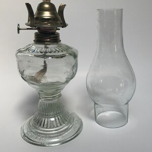 Vintage clear glass oil lamp image 2