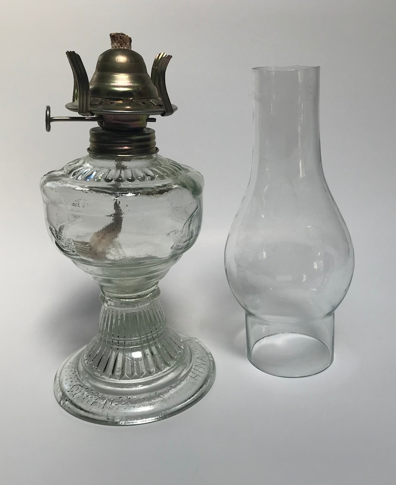 Vintage clear glass oil lamp image 2