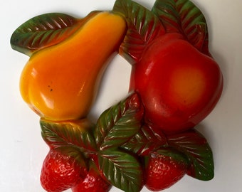 Vintage chalk ware fruit/wall decor