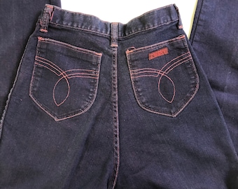 Vintage purple stitch dark denim Wranglers/high waist