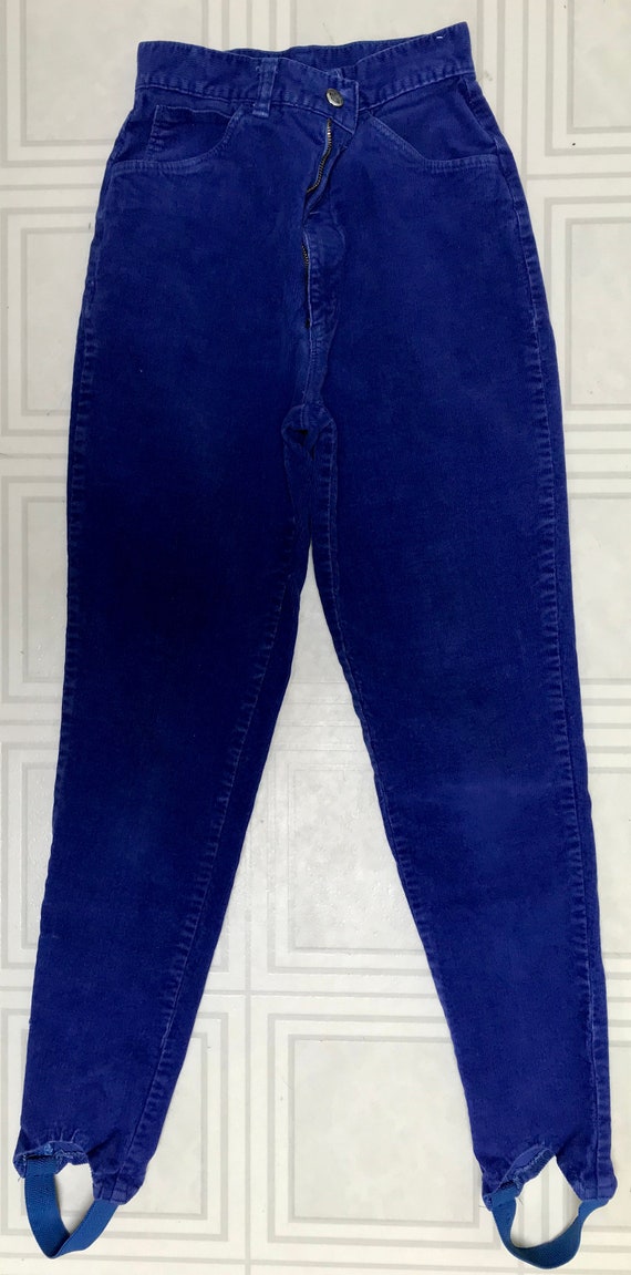 Vintage Pulse royal blue corduroy stirrup pants - image 1