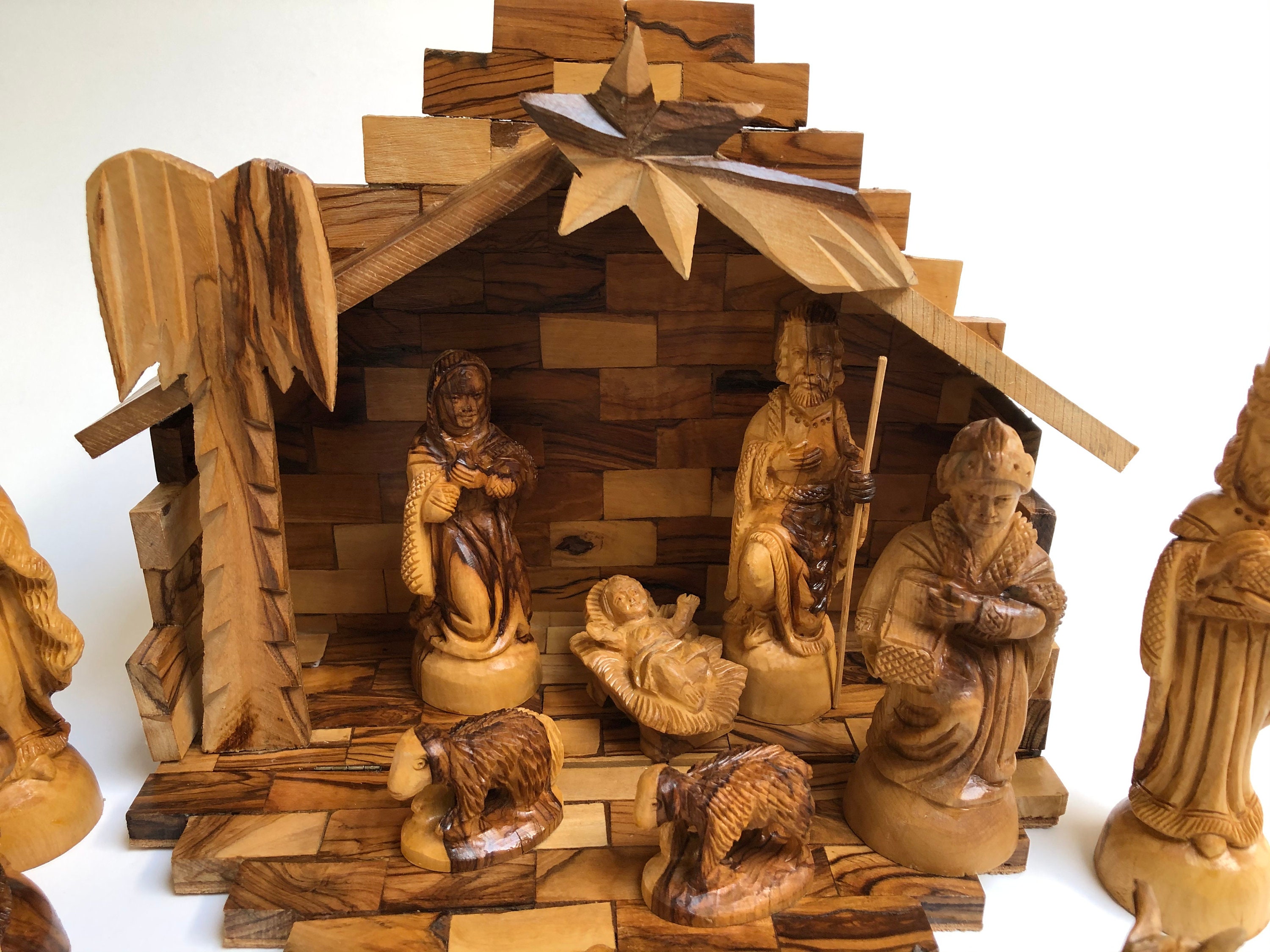 Vintage Olive Wood Nativity Scene/12 Piece/hand Carved Etsy UK
