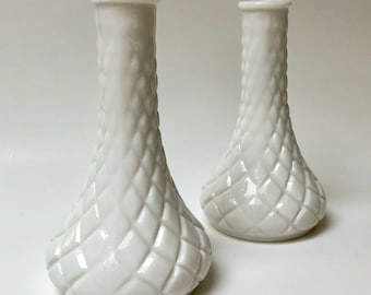 Pair of vintage milk glass vases