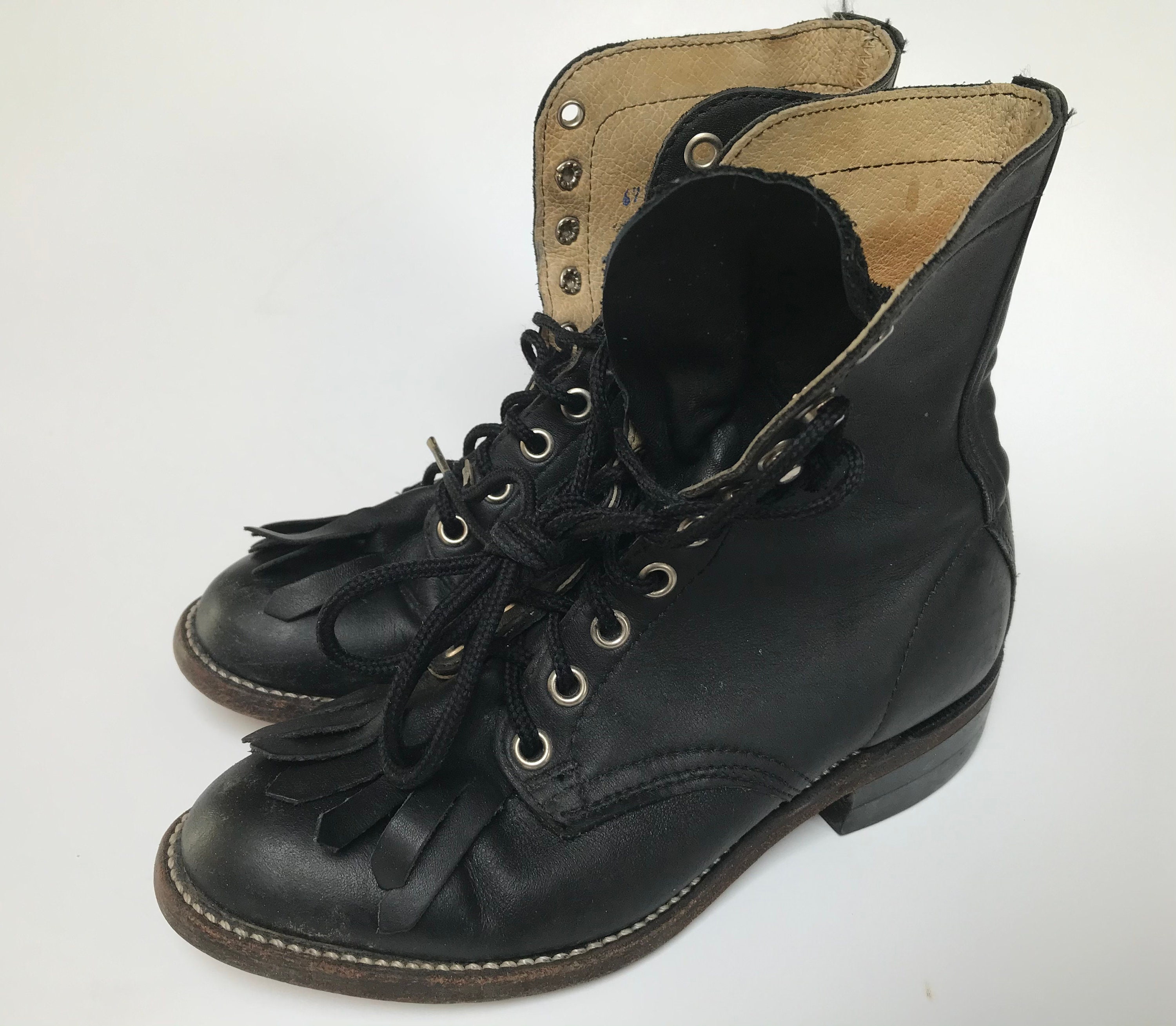 カ*ル様 1950s-60s US Vintageブーツ BILTRITEヒール Vintage Biltrite Leather Boots/removable Fringe - Etsy