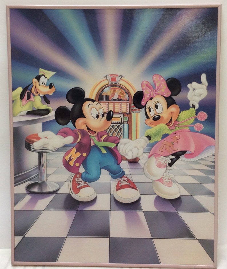 Vintage Mickey and Minnie Mouse Framed Picture Etsy