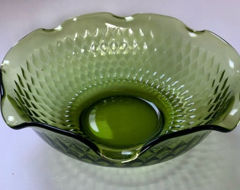 Vintage scalloped edge green bowl