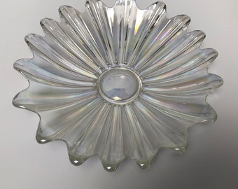 Vintage Iridescent Carnival Glass Bowl: Atomic Flower Shape, Collectible