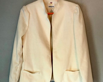 Vintage college town blazer,white open blazer with pockets