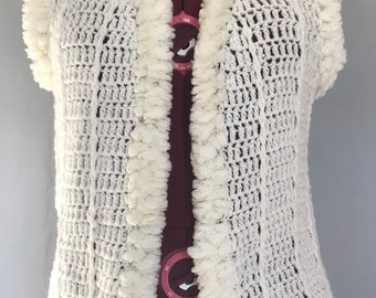 Gilet blanc tricoté vintage