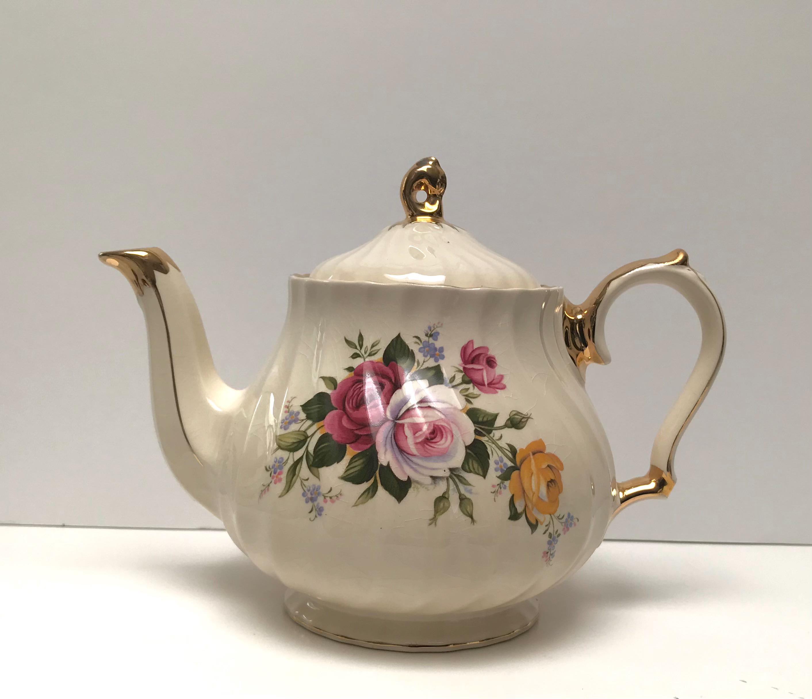 Sadler Tea Pot 2745 Rose Pattern With Gold Trim - Etsy